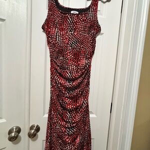 Bar III Red & Black Mesh Printed Sleeveless Women’s Dress